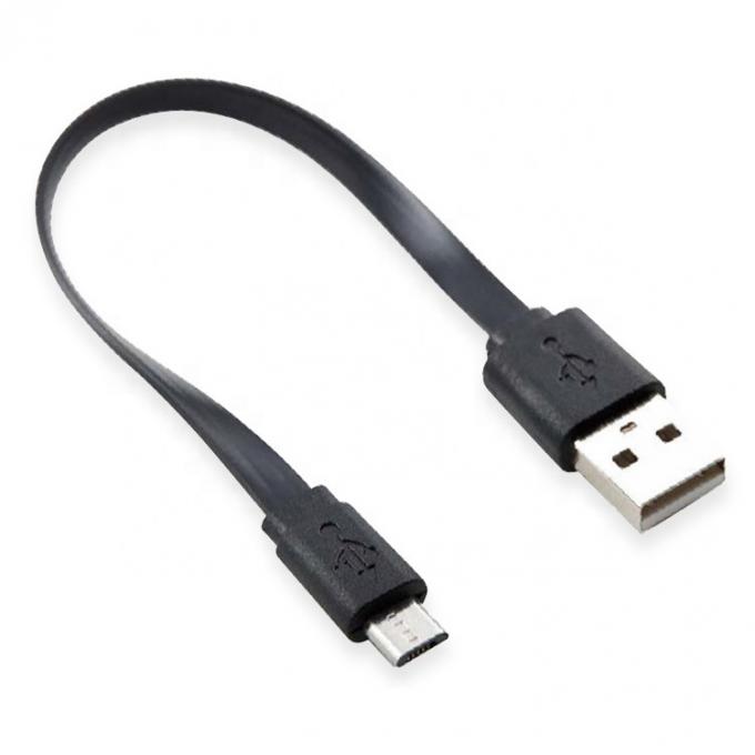 Korte zwarte witte platte micro USB kabel voor Power Bank luidspreker 0