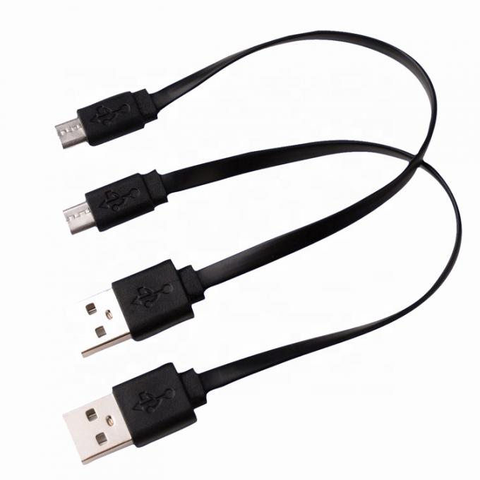 Korte zwarte witte platte micro USB kabel voor Power Bank luidspreker 2