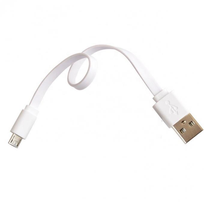 Korte zwarte witte platte micro USB kabel voor Power Bank luidspreker 3