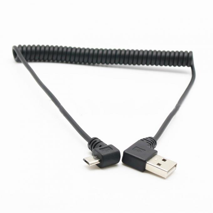 CUSTOM 1M 90 graden rechthoek USB A Man tot Micro b Man Spring Coiled USB kabel 1