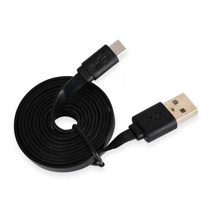 Zwart Wit Plat Noodle Micro USB kabel voor Power Bank luidspreker telefoon 1
