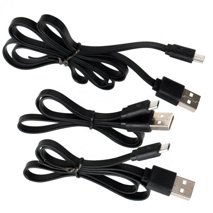 Zwart Wit Plat Noodle Micro USB kabel voor Power Bank luidspreker telefoon 4