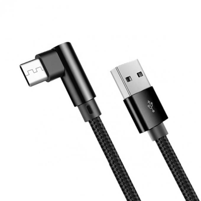 Snel opladen 2.4A Nylon gevlochten L-vorm Linkshoek Micro b naar USB A Man Data Charger kabel voor telefoon 3