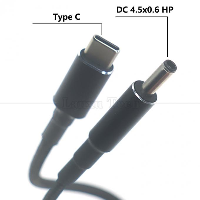 Nylon gebreide 100W 20V 5A PD Type C tot DC 4.5x3.0 7.4x0.6 Adapter oplaadkabel voor HP Dell Lenovo Asus Acer Samsung Laptop 1