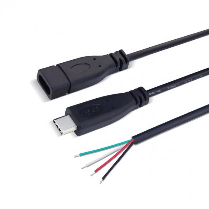 OEM 2 4 Core USB Type C Mannelijk Vrouwelijk tot gestript Open Draad Eind Pigtail Kabel 4
