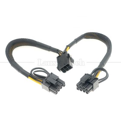 kopen 18AWG Pure Cooper Y Splitter 6 Pin tot Dual 8 Pin 6+2 PCI Express Power Adapter Extension PCIe kabel voor GPU online manufacture