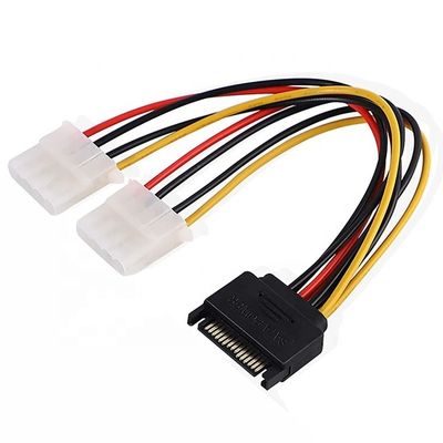 kopen Sata 15 Pin Man tot Dual Molex 4 Pin Lp4 IDE Vrouwelijke Hard Drive Power Y Adapter Converter Cable voor HDD SSD online manufacture