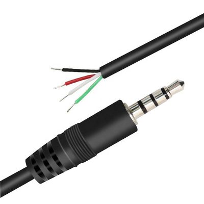 kopen Op maat gemaakte 4 polen TRRS 3,5 mm Stereo Audio Jack tot Stripped Pigtail Tinned Bare Wire End Cable online manufacture