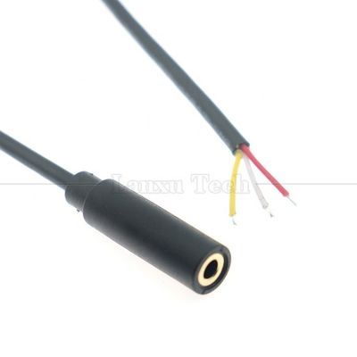 kopen Op maat gemaakte 3,5 mm TRS 3 polen Shield Audio Jack Vrouwelijk tot open Stripped Tinned Bare End Wires Cable online manufacture
