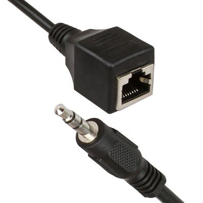 kopen 3.5mm Stereo Audio Jack naar RJ45 Female Socket Cat5 Cat6 Cat7 Ethernet Extender Cable online manufacture