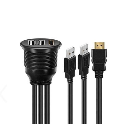 kopen 3 poorten USB 2.0 Man tot USB 2.0 Vrouwelijke Waterdichte Uitbreidingskabel Met Flush Mount Panel Voor Auto Truck Boot Motorfiets Computer online manufacture