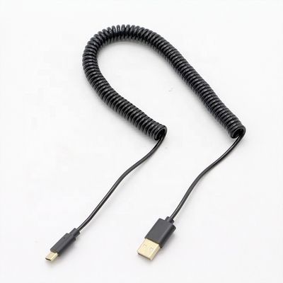 kopen Op maat gemaakte 3M Gold Connectors Fast Charging Spring Coiled USB Type C Data Charger Cable online manufacture