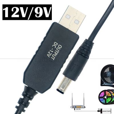 kopen Hoogwaardige spanningsverhoger Step Up Charger 5.5x2.1mm DC 5V tot 12V USB-stroomkabel voor Wifi Router Modem Fan LED-licht online manufacture