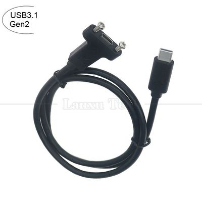 kopen USB3.1 Gen2 10Gbps Schroefvergrendeling USB Type C Man tot Vrouw Panel Mount Extension Cable online manufacture