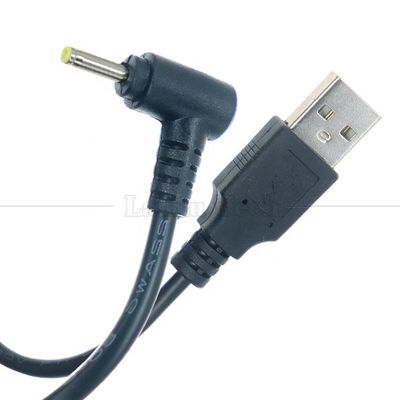 kopen 90 graden rechthoek zwart wit 24AWG 2A oplaadstroom 1m USB tot 2,5x0,7mm DC-oplaadkabel online manufacture
