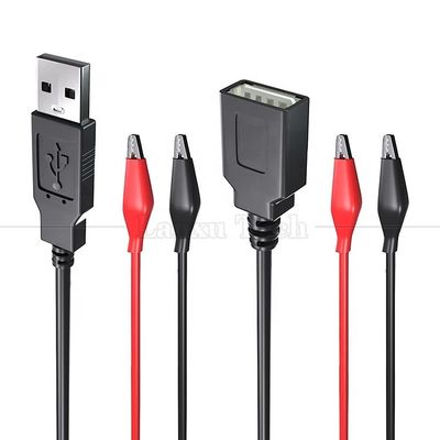 kopen Mannelijke Vrouwelijke USB-aansluiting voor dubbele koperen krokodil klampen alligator clips test leidingen draad adapter kabel voor elektrisch circuit online manufacture