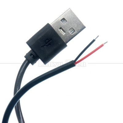 kopen Hoge kwaliteit 5V USB 2.0 een man om te openen gestript kaal 2pin draden Eind pigtail kabel voor LED licht strooklamp online manufacture