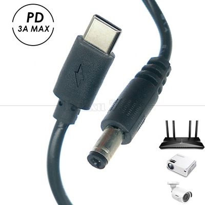 kopen PD Charging 3A 9V 12V 15V 20V USB Type C naar DC 5.5x2.1mm Jack Adapter Converter Cable voor Wifi Router Modem Projector Camera online manufacture