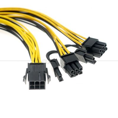 GPU 6 PIN tot Dual 8 PIN 18AWG PCI Express Moederbord Stroomtoevoer Adapter PCIe Uitbreidingskabel