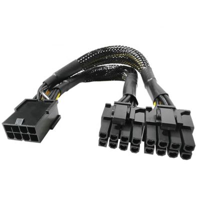 Geweven mouw PCIe 8 pin Vrouwelijke tot Dual 8 pin Man PCI Express Graphics Video Card GPU Power Adapter Cable