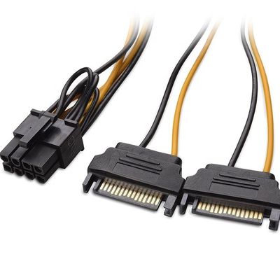 Splitter 8 pin PCIe Express Mannelijk tot Dual 15 pin Sata Power Adapter ATX kabel