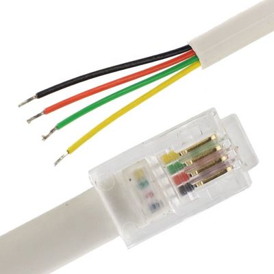OEM 1m Wit Zwart RJ9 RJ11 Man 4p4c tot Stripped Wire Open Cable