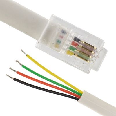OEM 1m 2m 3m Wit RJ9 RJ11 Man 4p4c tot gestript gebakken draad Open eindkabel
