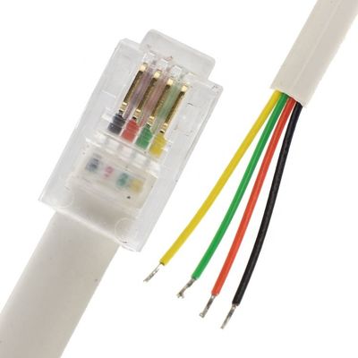 Op maat gemaakte 1m 2m 3m RJ9 RJ11 Mannelijke 4p4c tot gestript geblokkeerde draad Open eind kabel