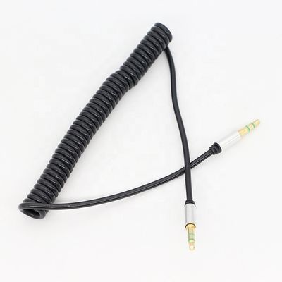 CUSTOM 1M 2M 3M spoel Spiral Spring Mannelijk naar Mannelijk 3,5 mm Jack Stereo Aux Audio Cable