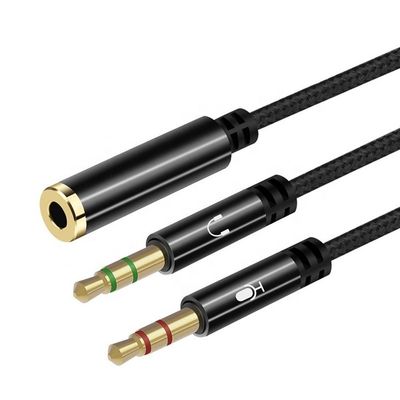 Hoogwaardige Splitter 1 Vrouwelijke naar 2 Mannelijke Headset 3,5 mm Jack Audio Mic Kabel