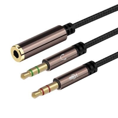 Hoogwaardige Nylon gebreide Splitter 1 Vrouw tot 2 Man Koptelefoon 3.5mm Jack Audio Mic kabel voor telefoon