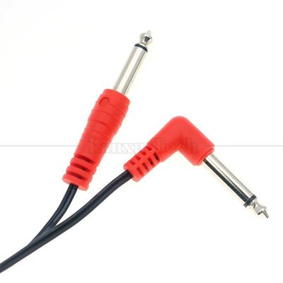 90 graden rechthoek naar recht 6,35 mm TS Jack Stereo Audio Cable voor Gui tar Pedal