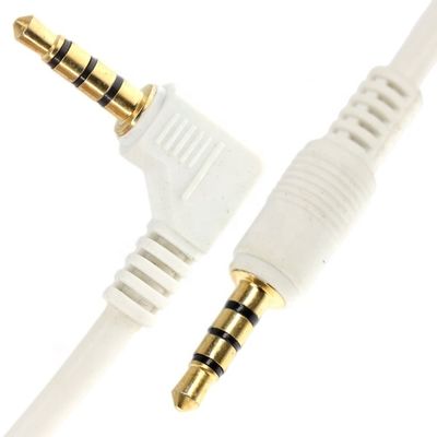 Op maat gemaakt witgoud connector man tot man rechthoek 3,5 mm Jack TRRS Plug Stereo Audio Cable