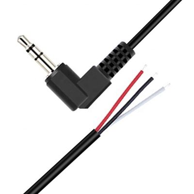 90 graden rechthoek 3 palen TRS 3,5 mm stereo audio jack tot gestript pigtail geblokkeerd naakte draad eindkabel