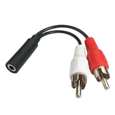 Splitter Vrouwelijke 3,5 mm Aux Audio Jack naar 2 RCA Man AV kabel voor luidspreker