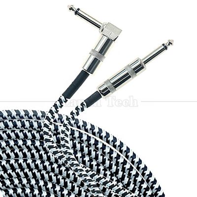 Hoge kwaliteit Duurzame gevlochten 3M 10FT Rechte hoek naar rechte 1/4 inch TS Jack Instrument Electric Guitar Cable