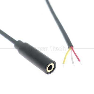 Goudgeplatte 3,5 mm TRS 3 Ploes Shield Audio Jack Vrouwelijke tot geblokkeerde lege draden Open kabel