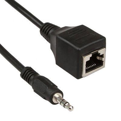 3.5mm Stereo Jack naar RJ45 Female Socket Cat5 Cat6 Ethernet Extender Audio Cable