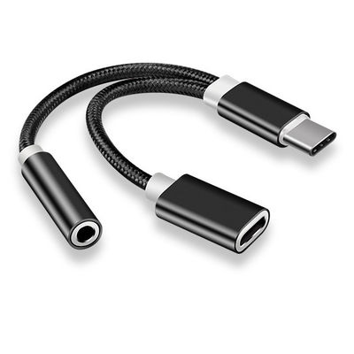 2 in 1 Type C tot 3,5 mm Charger Koptelefoon Audio Jack USB C kabel Draagbare Type-C tot 3,5 mm Connector Adapter voor mobiele telefoon