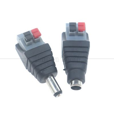 Druk op knop Solderless DC 5.5 * 2.1mm Mannelijk Vrouwelijk Jack tot 2p Draadverbinding Kabelconnector Power Adapter voor LED Strip Camera