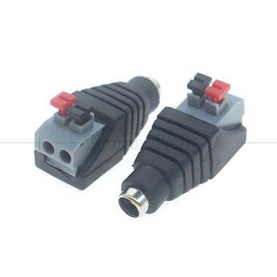 Solderloze drukknop DC 5.5*2.1mm Mannelijke Vrouwelijke Loop Jack tot 2p Draadkabel Connector voor LED Strip Camera