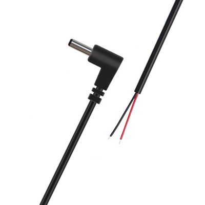 Aanpassing 90 graden hoek DC vat Jack Man 3,5x1,35mm tot gestript gebakken draad Pigtail Bare End Cable