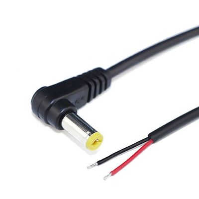 90 graden Hoek Mannelijk DC 2.1x5.5 ton Jack om te openen Stripped Gelast Draad Bare End Cable