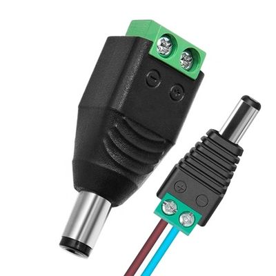 Solderloze 12v 24v 5.5x2.5mm 5.5x2.1mm Mannelijke DC-stroom aansluiting Jack Adapter voor CCTV-camera Led Strip Lights