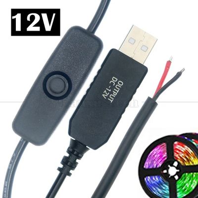 12V Led Strip Light Power on off Schakel USB-connector naar open draad Converter Charge kabel