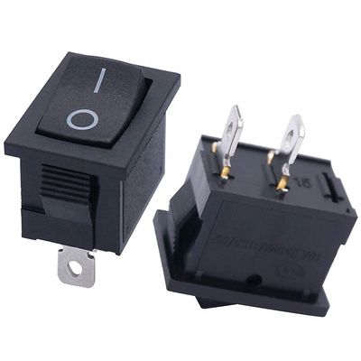AC 6A/250V 10A/125V Zwart 2 Pin Positie Snap in ON OFF Elektrische boot Rocker Schakelaar