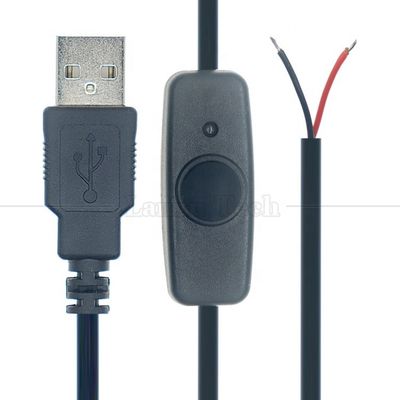 Waterdicht siliconen rubberen deksel op uit drukknop schakelaar 5V USB openen Bare 2pin draden Eindkabel voor LED-lamp