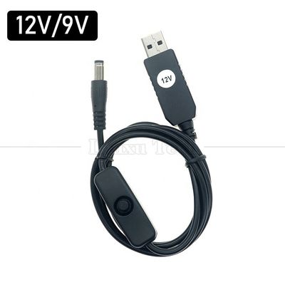 Hoogwaardige booster 5V USB tot 12V 9V DC 5,5x2,1 mm Barrel Jack Power Charger ON OFF kabel met schakelaar voor Router Fan LED strip