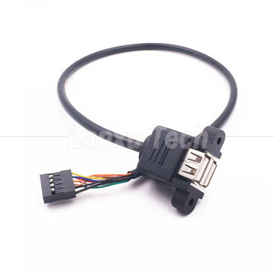 Dual USB Type A 2 Ports Panel Mount USB naar Dupont 9 Pin Header Connector Draadkabel