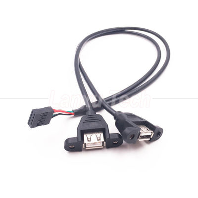Dual USB Type A 2 Ports Panel Mount USB naar Dupont Connector Draadkabel